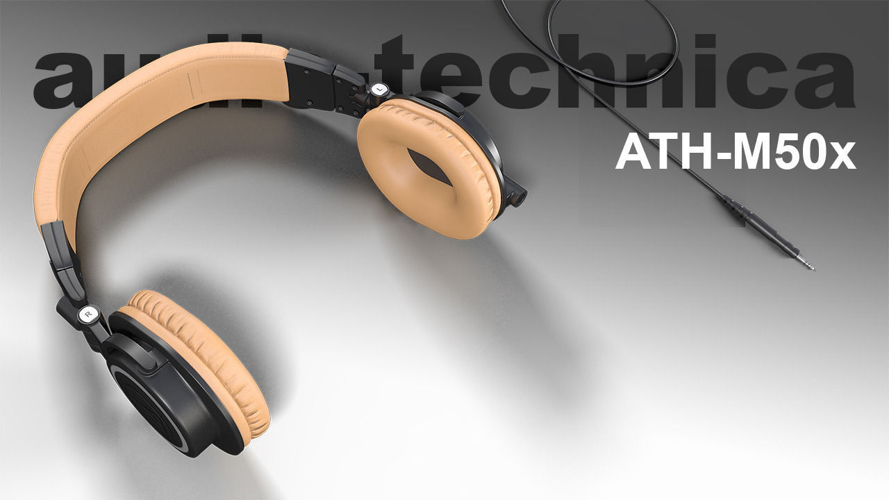 Audio technica ATH-M50x headphones PBR Low-poly 3D model_3