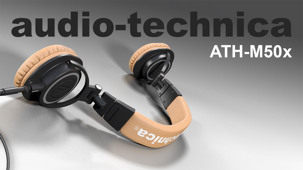 Audio technica ATH-M50x headphones PBR Low-poly 3D model_1