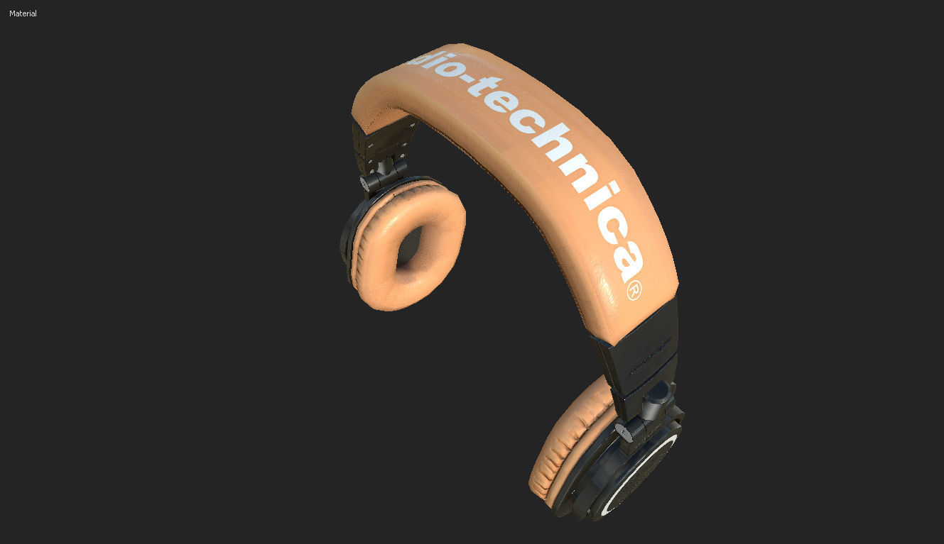 Audio technica ATH-M50x headphones PBR Low-poly 3D model_9