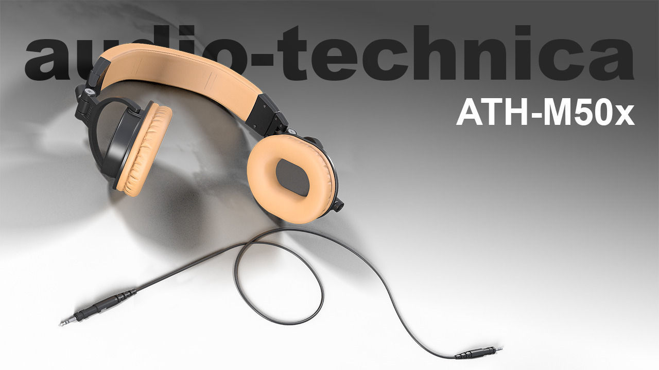 Audio technica ATH-M50x headphones PBR Low-poly 3D model_2