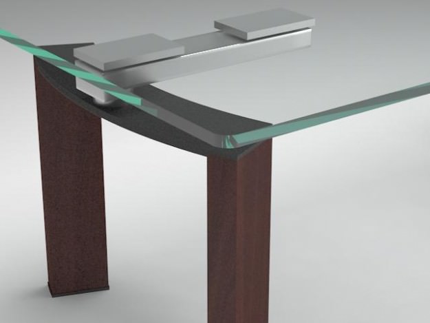 Table 7 glass dining with wooden legs 3D model_4