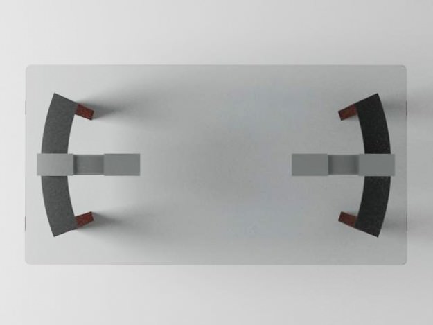 Table 7 glass dining with wooden legs 3D model_3