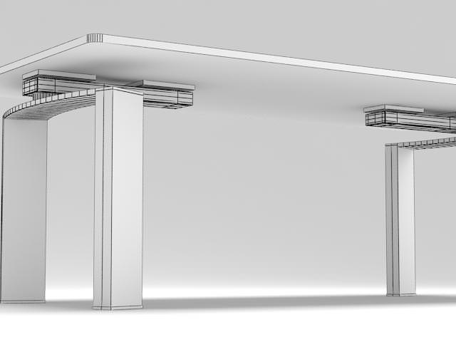 Table 7 glass dining with wooden legs 3D model_7