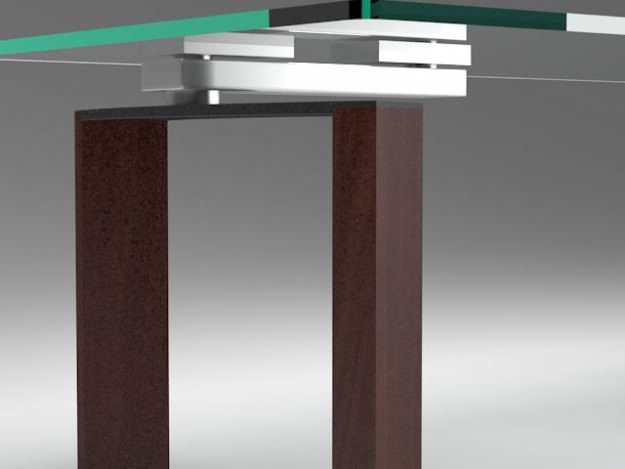 Table 7 glass dining with wooden legs 3D model_5