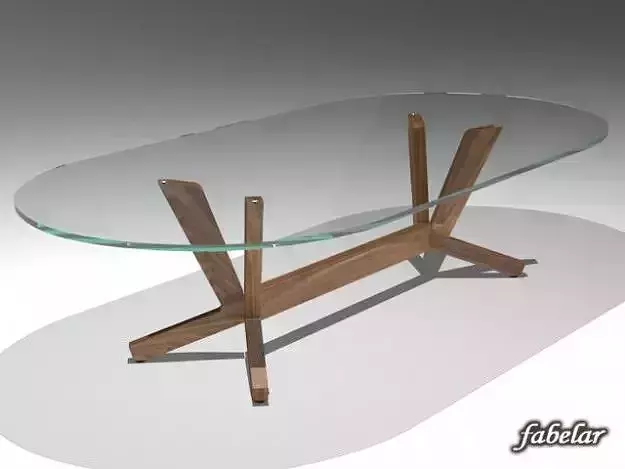 Table 5 glass dining with wooden legs