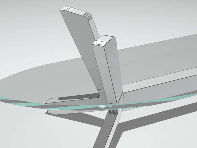 Table 5 glass dining with wooden legs 3D model_4