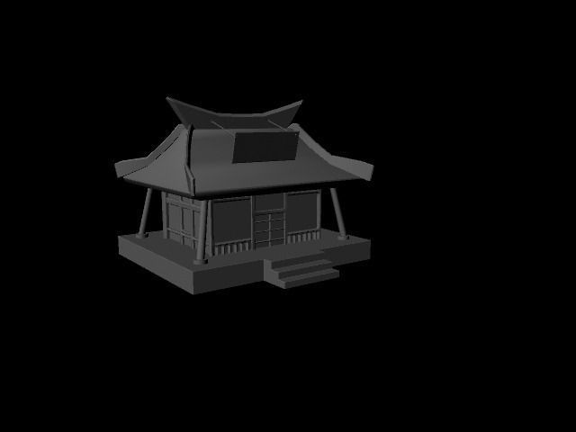 low poly house japanese 3D model_0