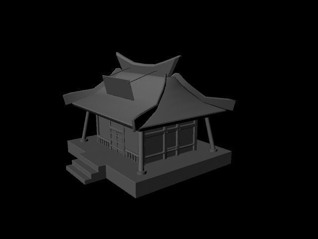 low poly house japanese 3D model_1