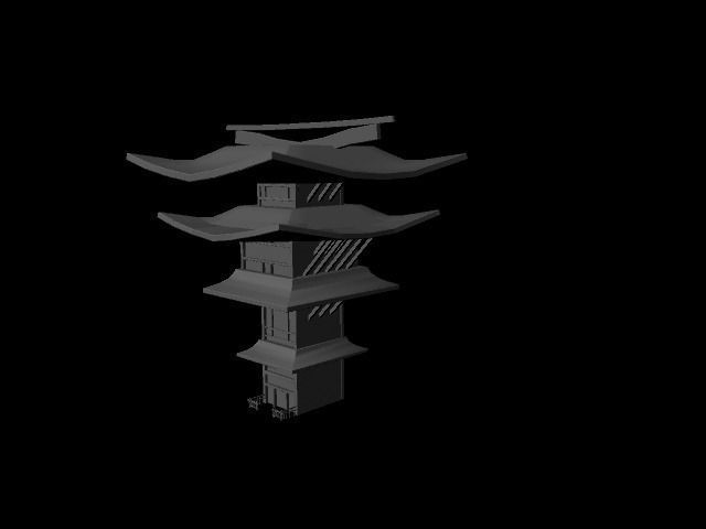 towering house  Low-poly 3D model_1