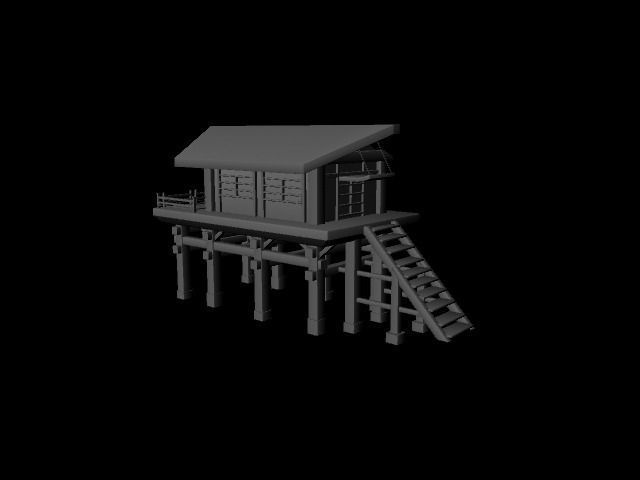 dock house Low-poly 3D model_1