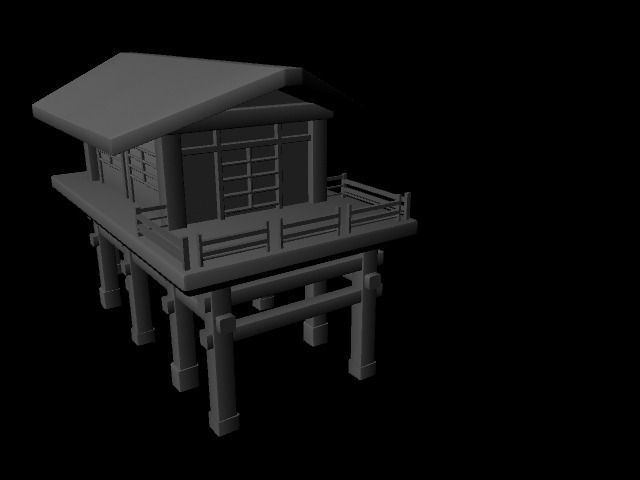 dock house Low-poly 3D model_0