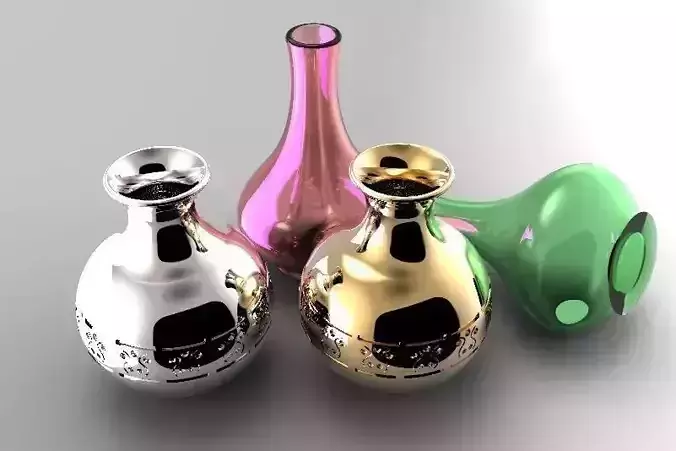 Pottery 2 three colorful glass vases