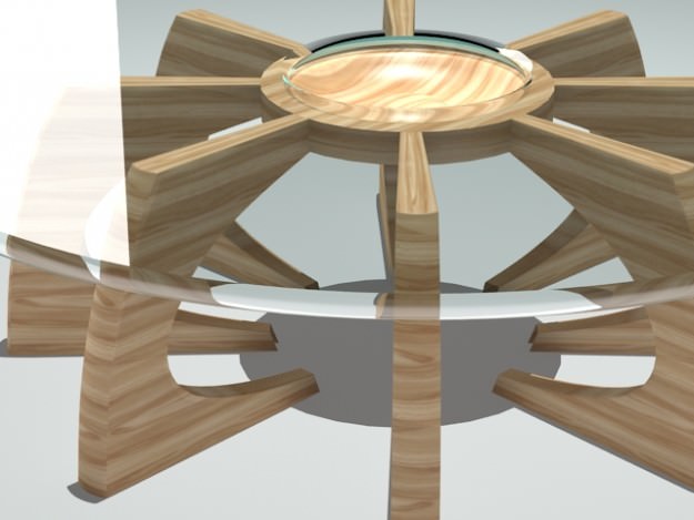 Table 2 wooden coffee with glass top 3D model_3