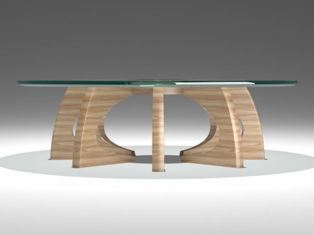 Table 2 wooden coffee with glass top 3D model_1