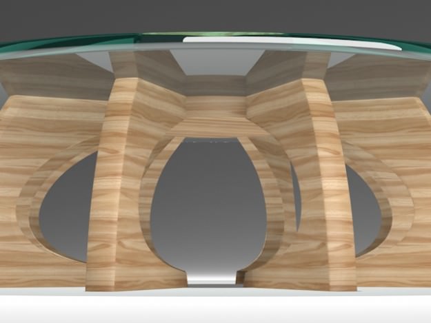 Table 2 wooden coffee with glass top 3D model_4