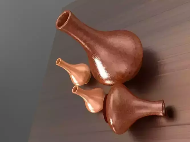 Pottery three glass vases