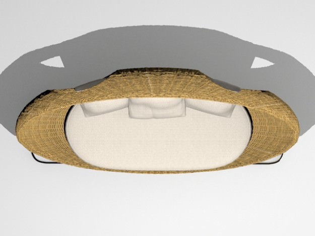 Sofa 8 chair made of rattan and metal 3D model_4