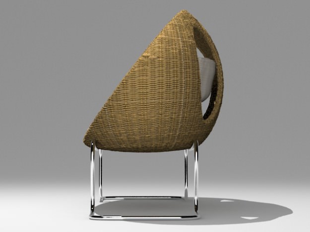 Sofa 8 chair made of rattan and metal 3D model_2