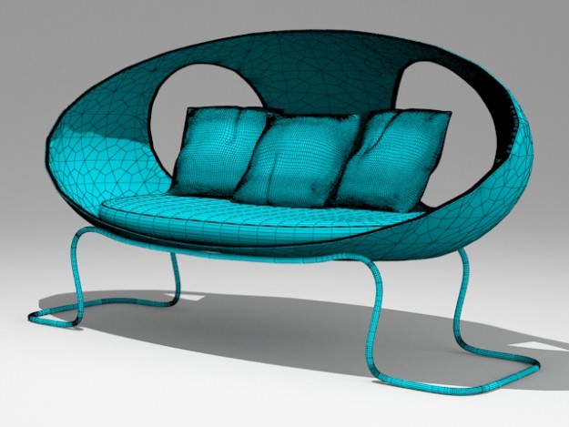 Sofa 8 chair made of rattan and metal 3D model_7