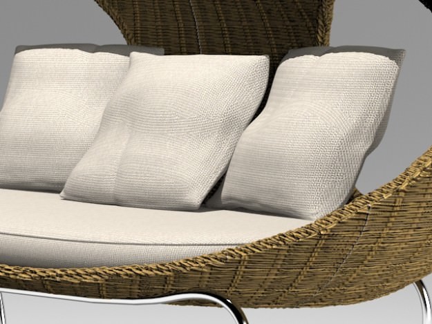 Sofa 8 chair made of rattan and metal 3D model_5
