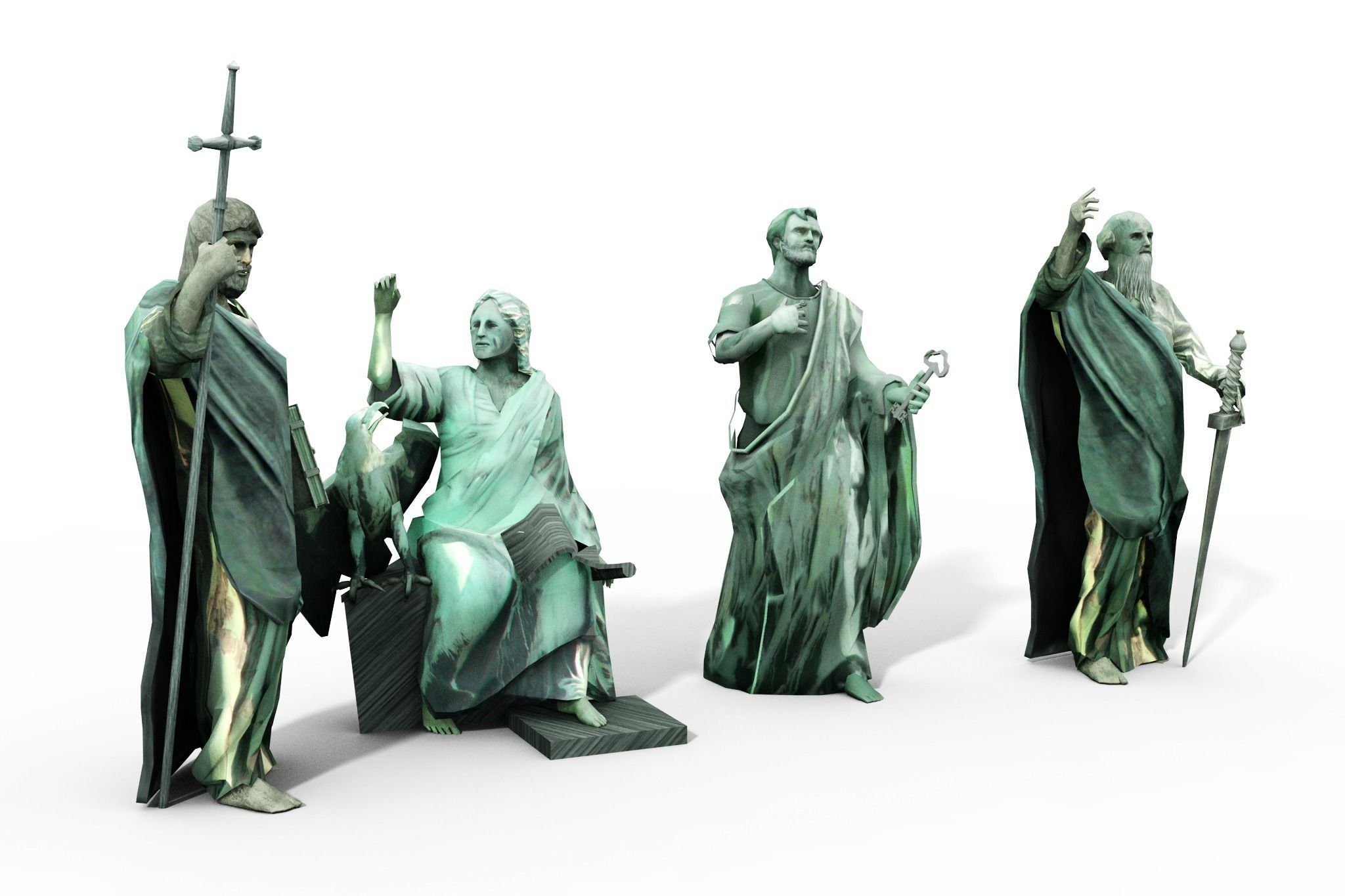 Statues Cathedral Issakievskogo Low-poly 3D model_3