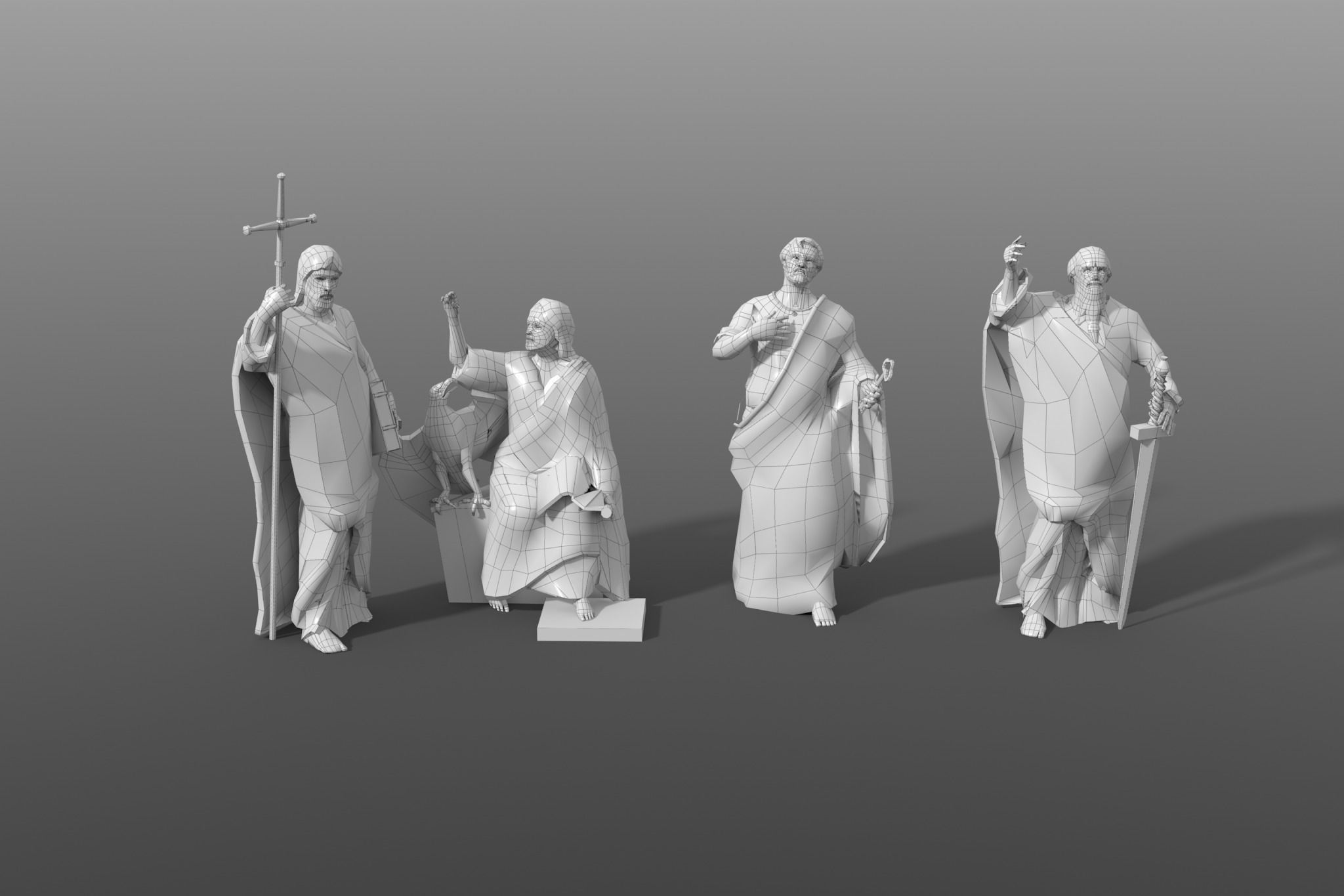 Statues Cathedral Issakievskogo Low-poly 3D model_5