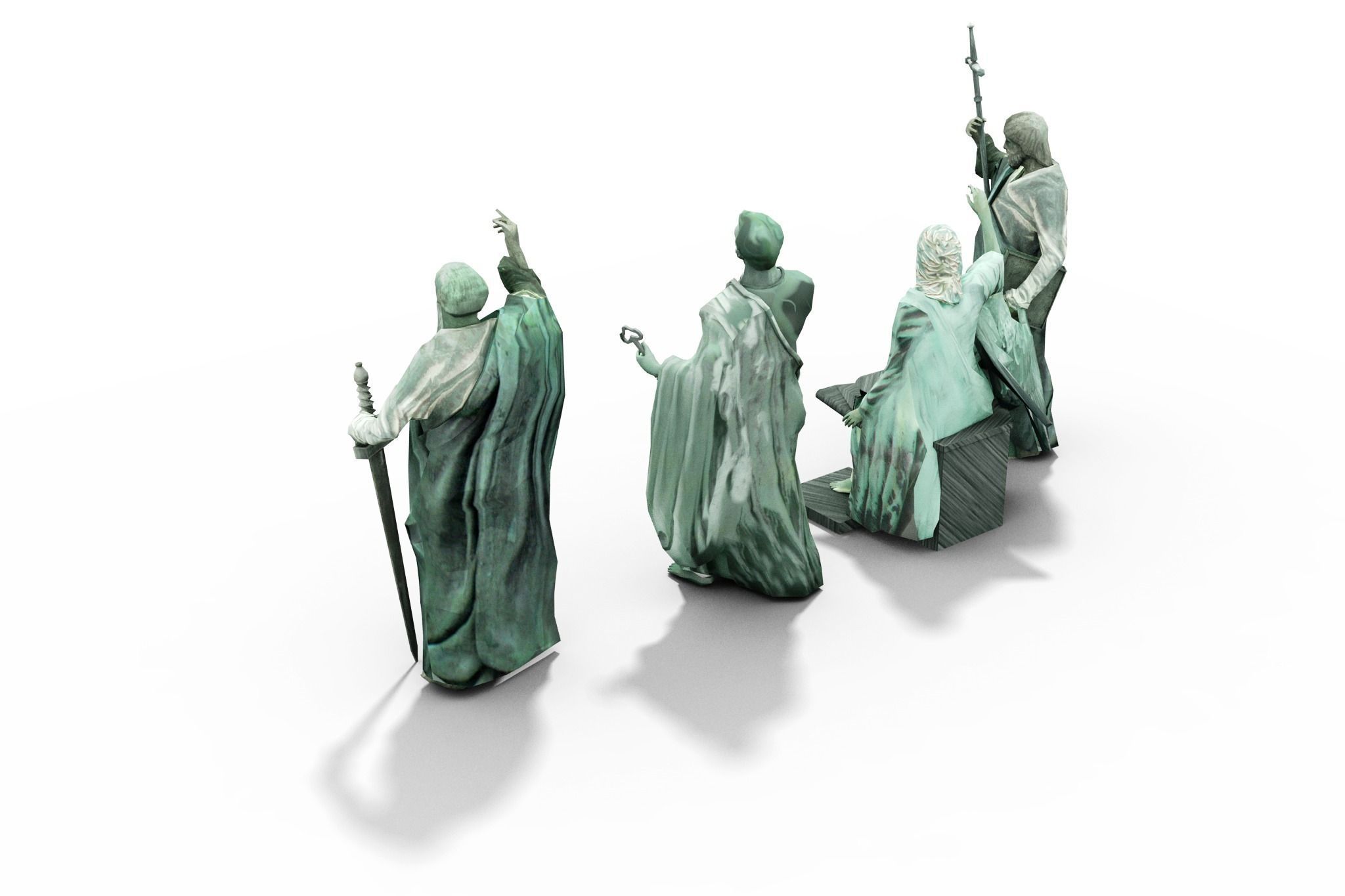 Statues Cathedral Issakievskogo Low-poly 3D model_2