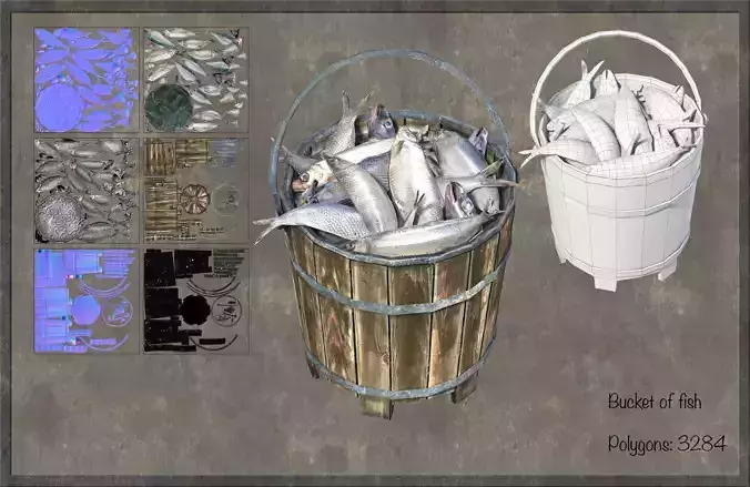 Fish Bucket  Low-poly 3D model