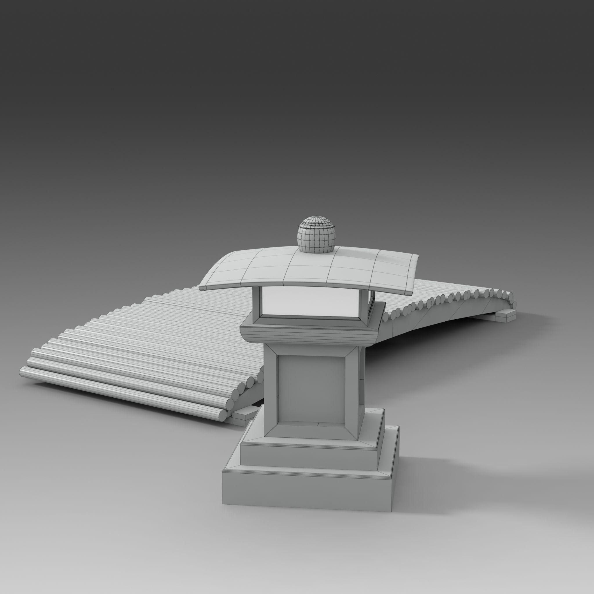 Bridge with a flashlight Low-poly 3D model_2