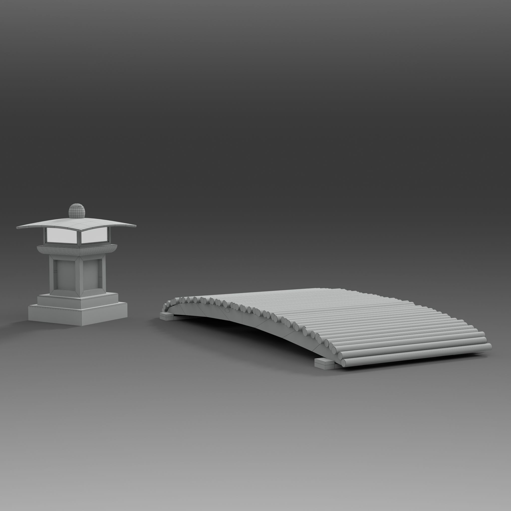 Bridge with a flashlight Low-poly 3D model_3