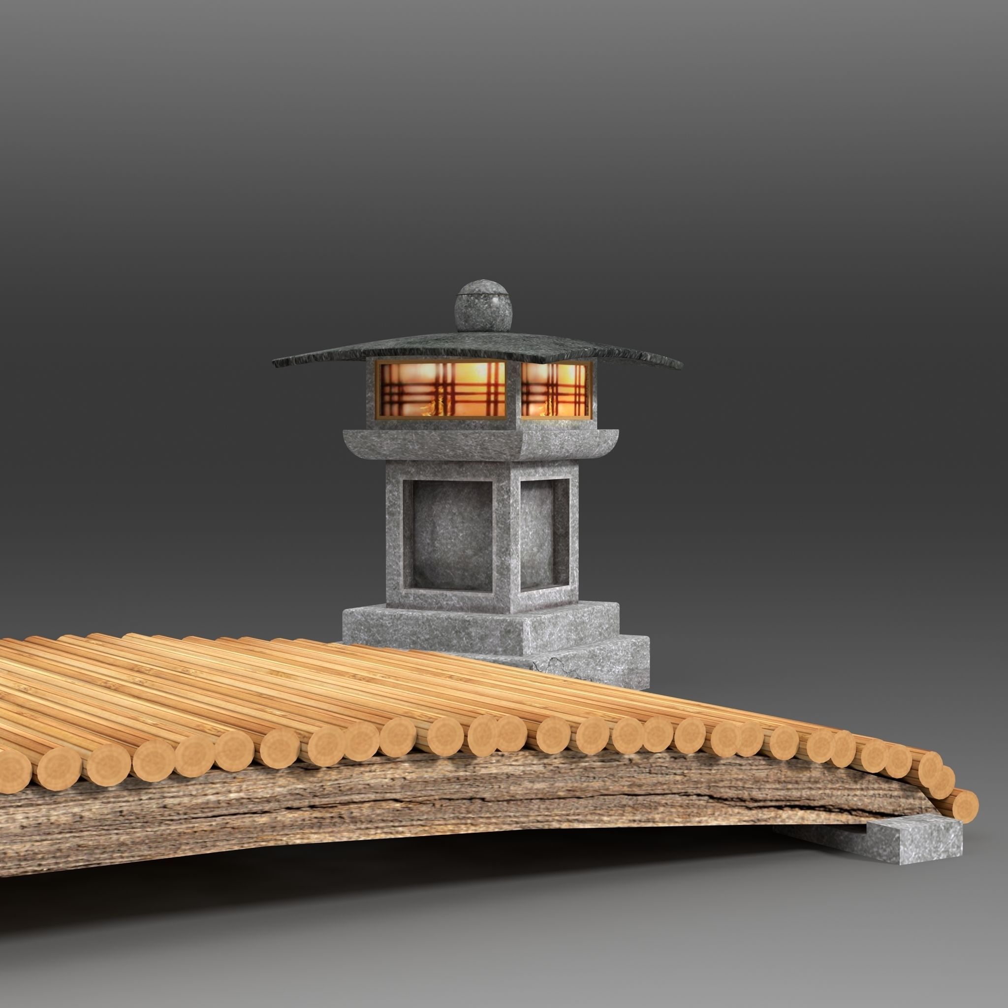 Bridge with a flashlight Low-poly 3D model_1