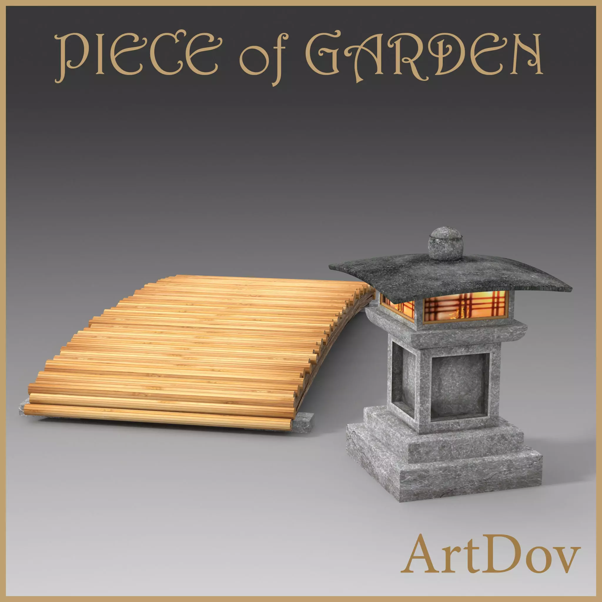 Bridge with a flashlight Low-poly 3D model_0