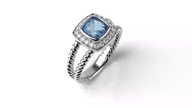 Twisted ring and Checkerboard Cut Cushion