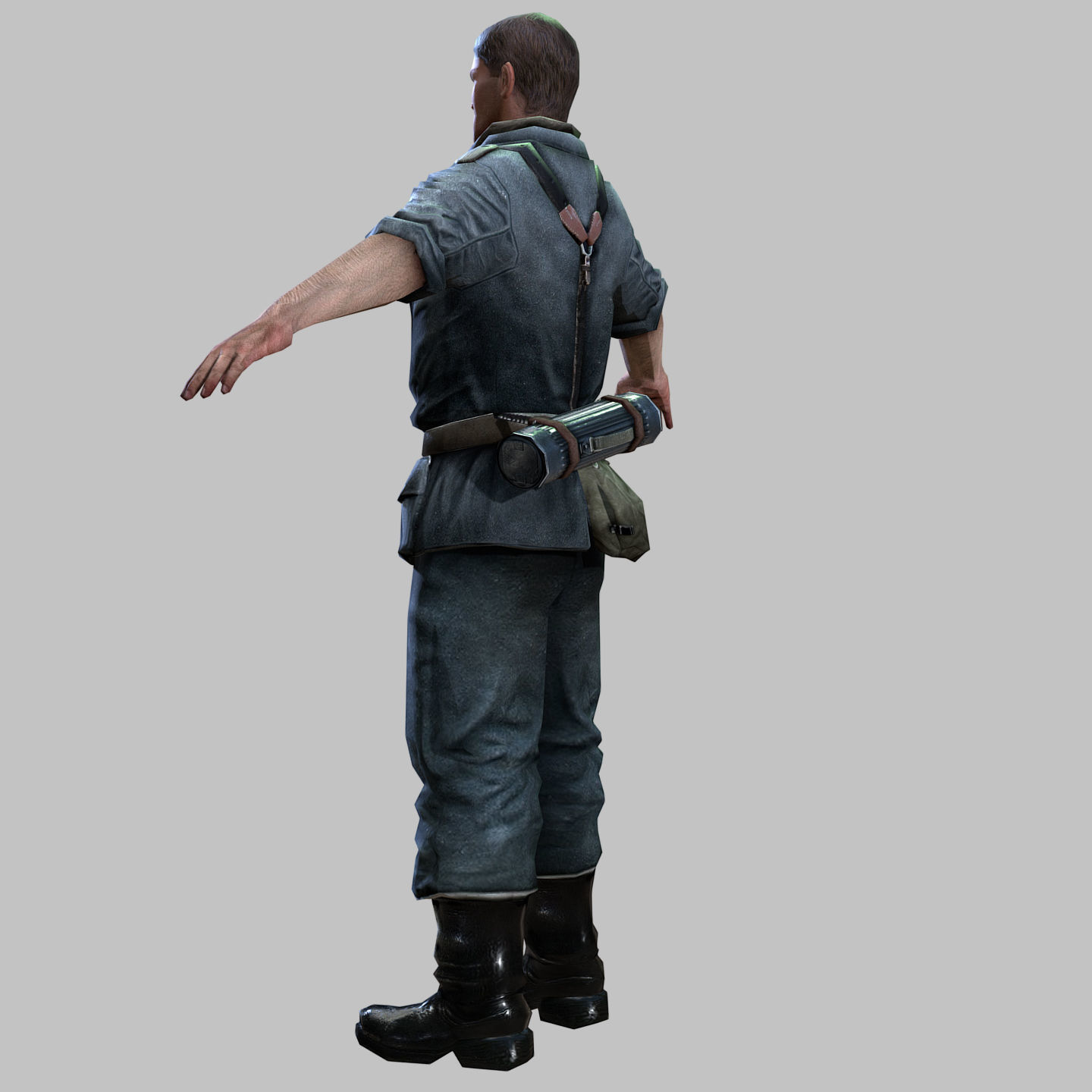 WWII Nazi Soldier Low-poly 3D model_6