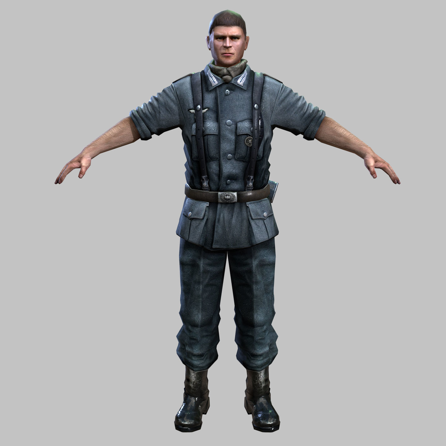 WWII Nazi Soldier Low-poly 3D model_1