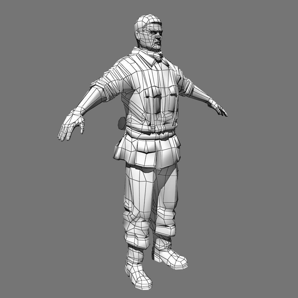 WWII Nazi Soldier Low-poly 3D model_27