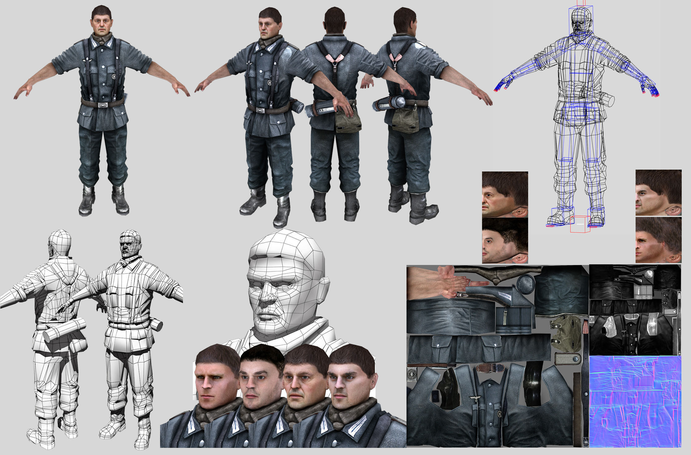 WWII Nazi Soldier Low-poly 3D model_25