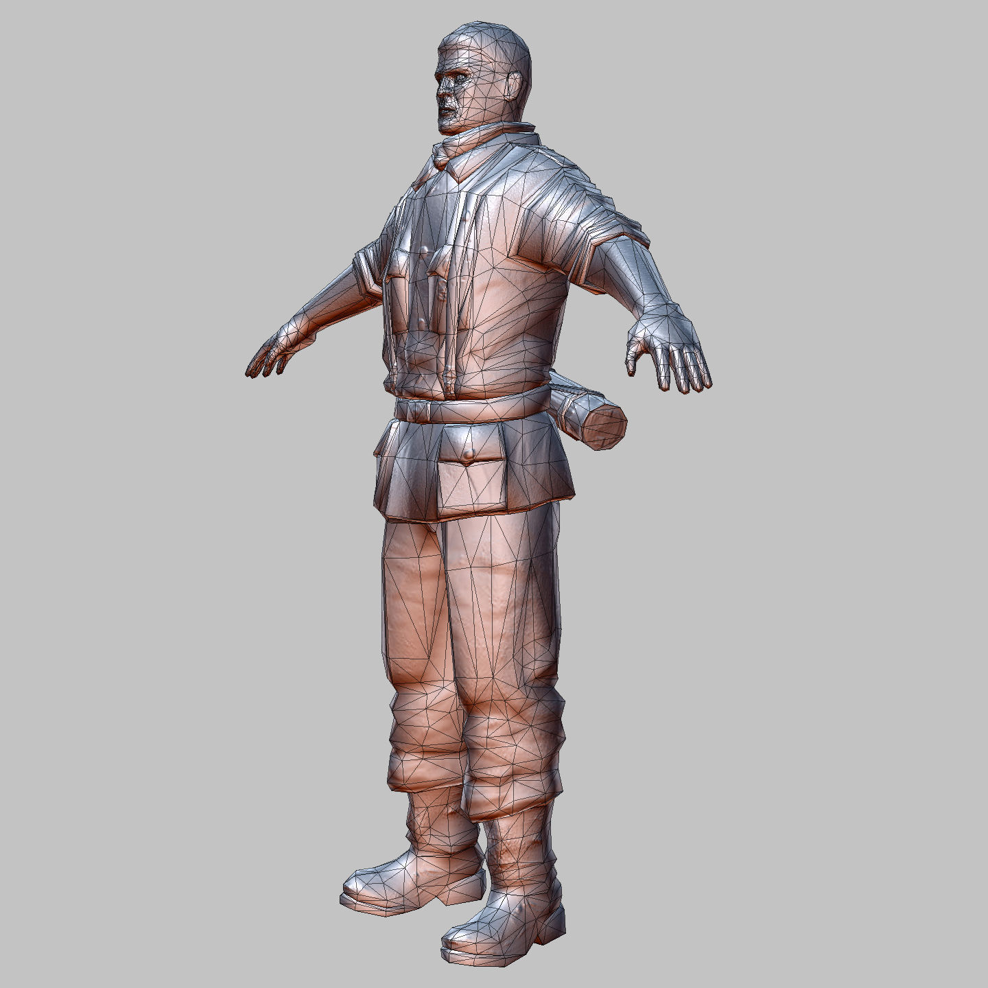 WWII Nazi Soldier Low-poly 3D model_15