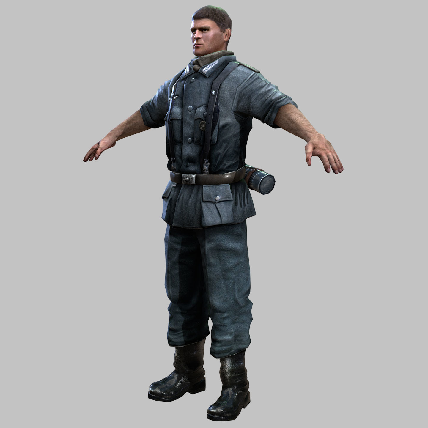 WWII Nazi Soldier Low-poly 3D model_8