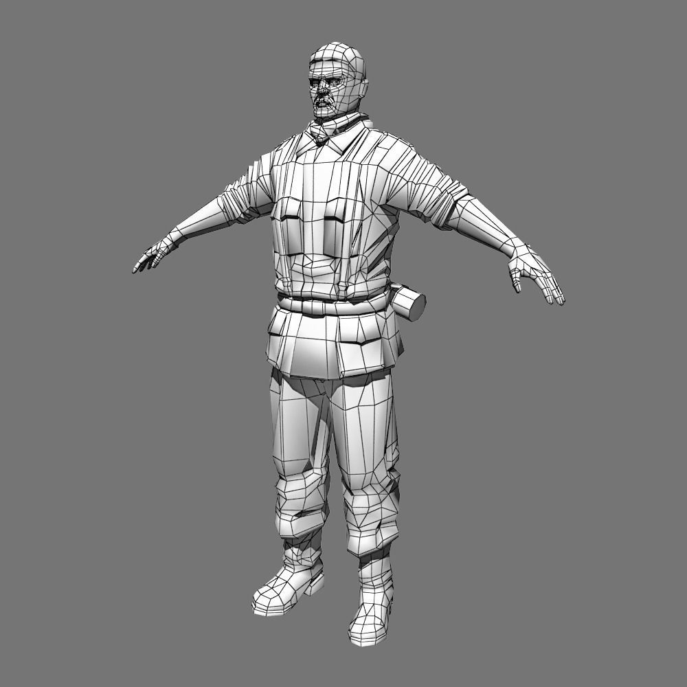 WWII Nazi Soldier Low-poly 3D model_30
