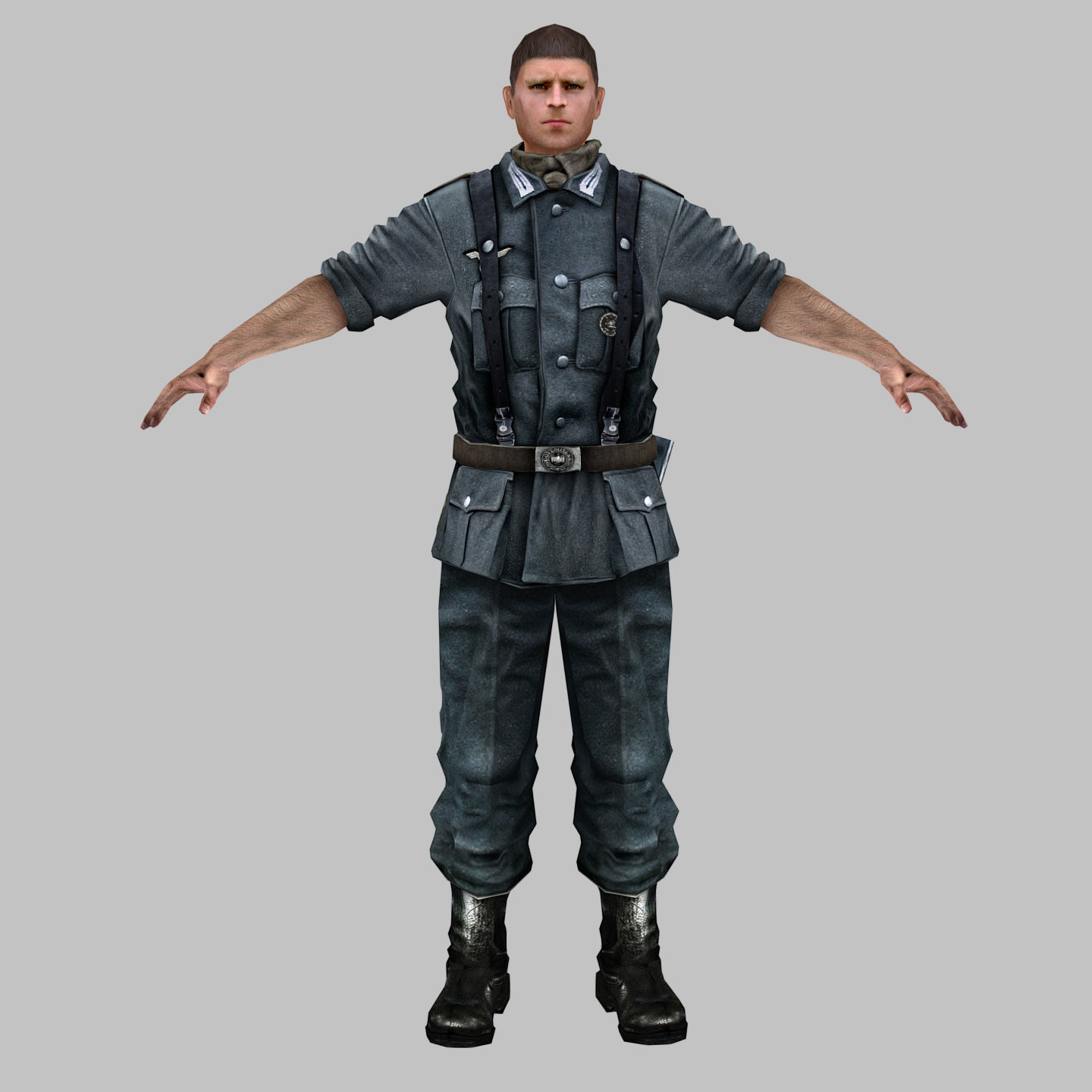 WWII Nazi Soldier Low-poly 3D model_9
