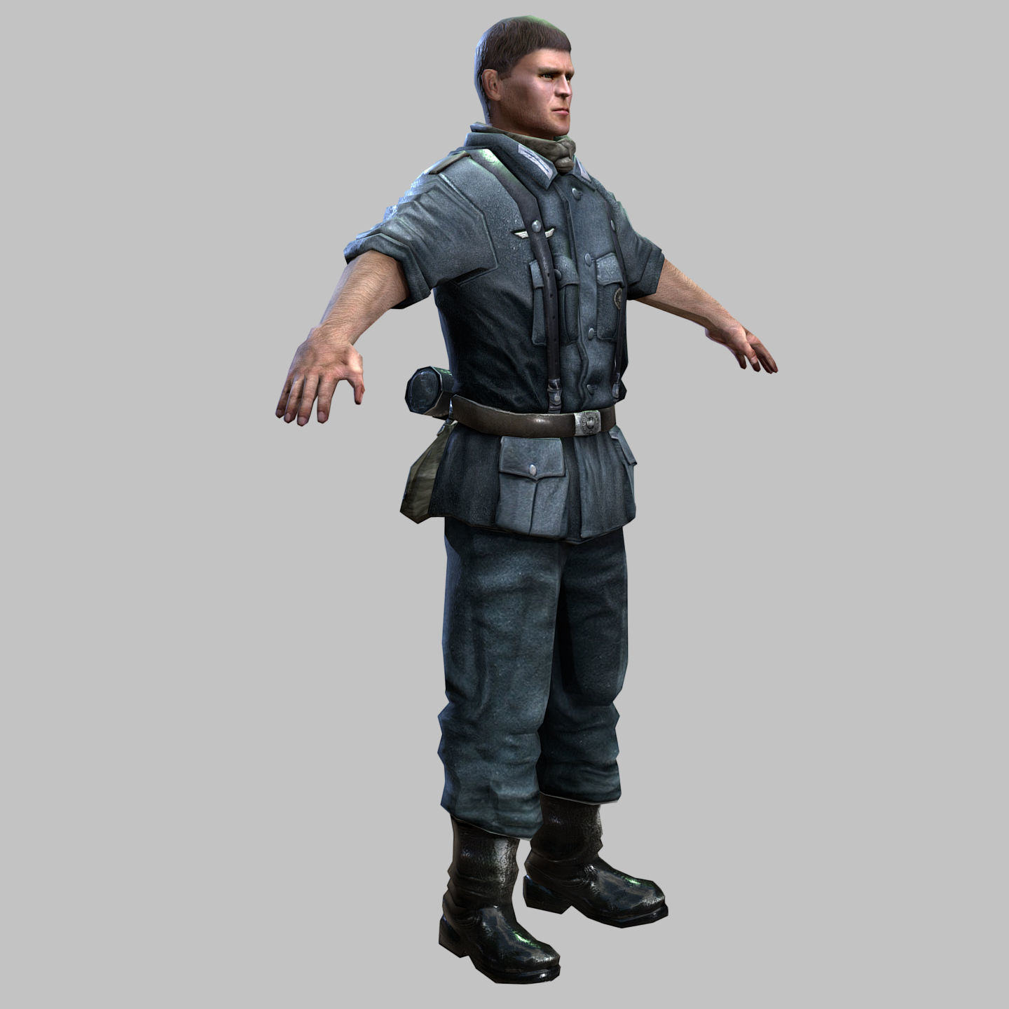 WWII Nazi Soldier Low-poly 3D model_2