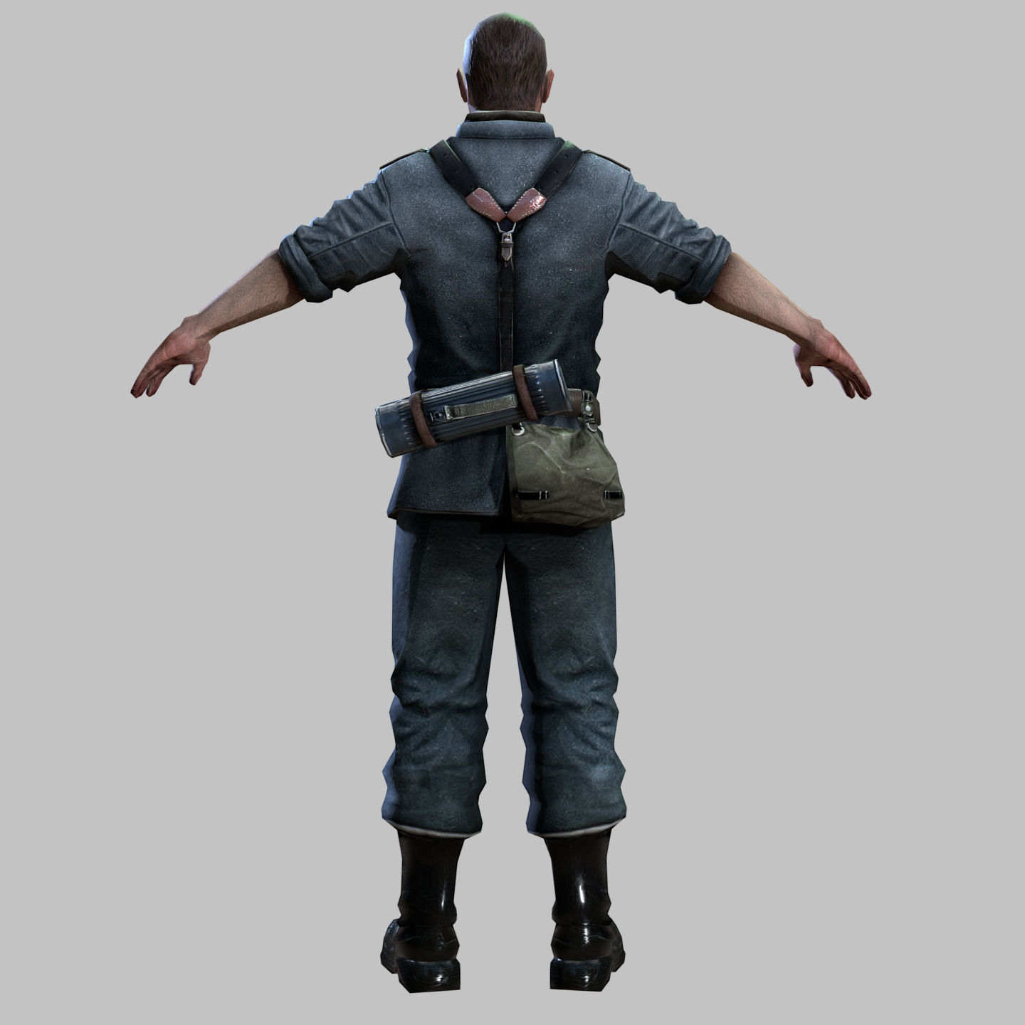 WWII Nazi Soldier Low-poly 3D model_5