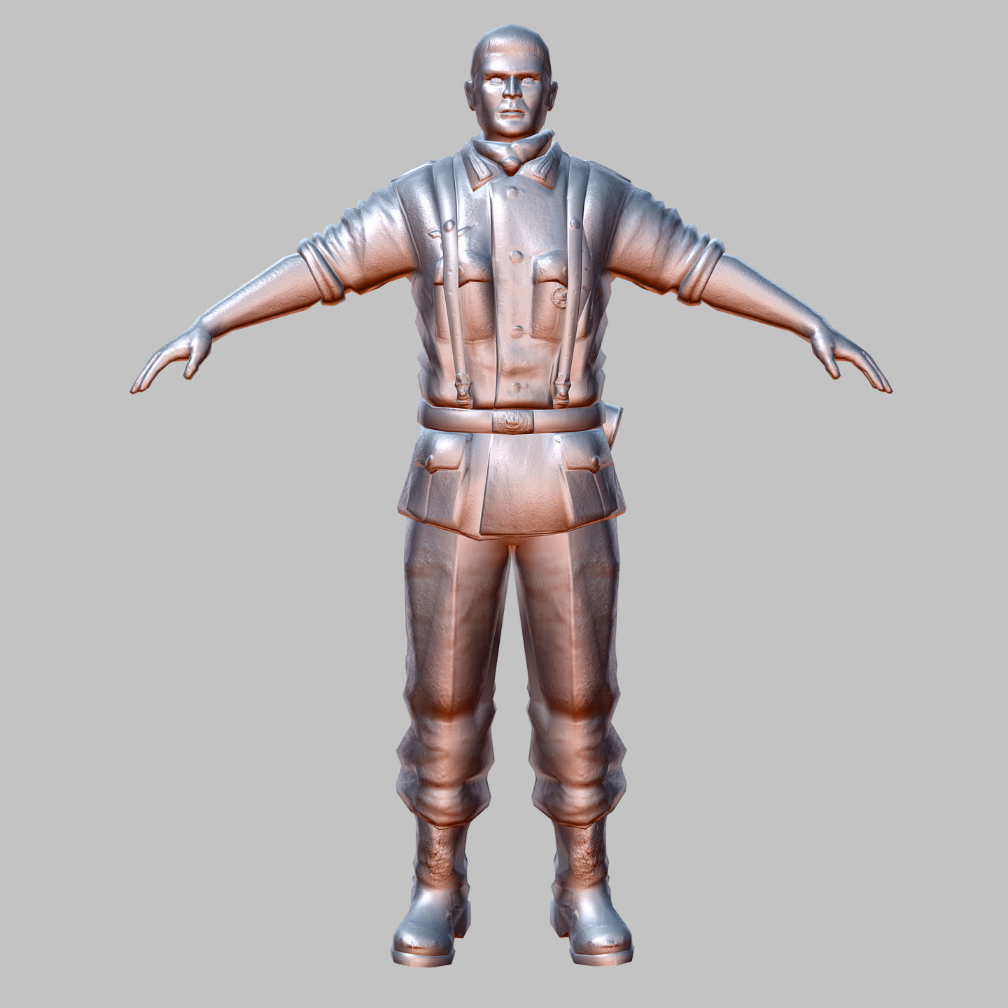 WWII Nazi Soldier Low-poly 3D model_10