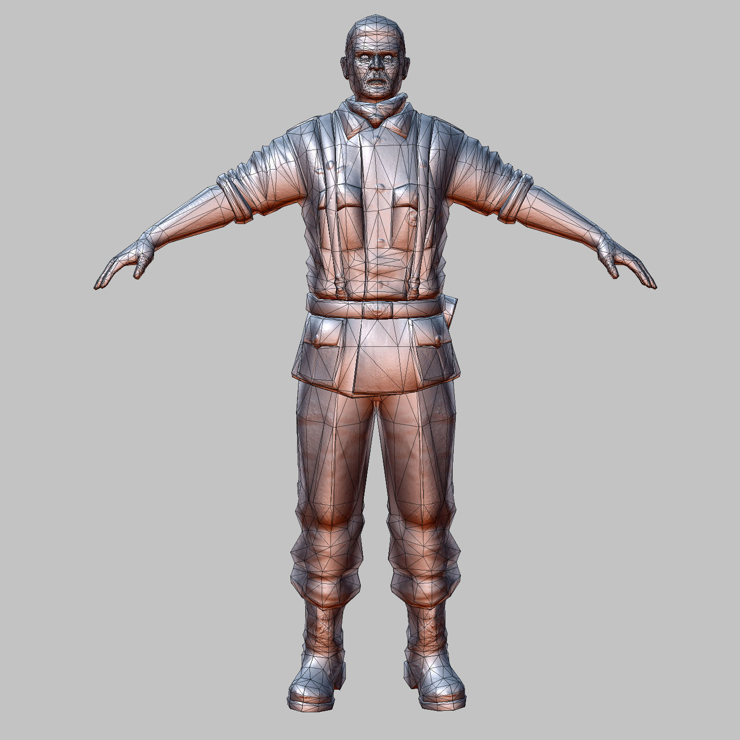 WWII Nazi Soldier Low-poly 3D model_11