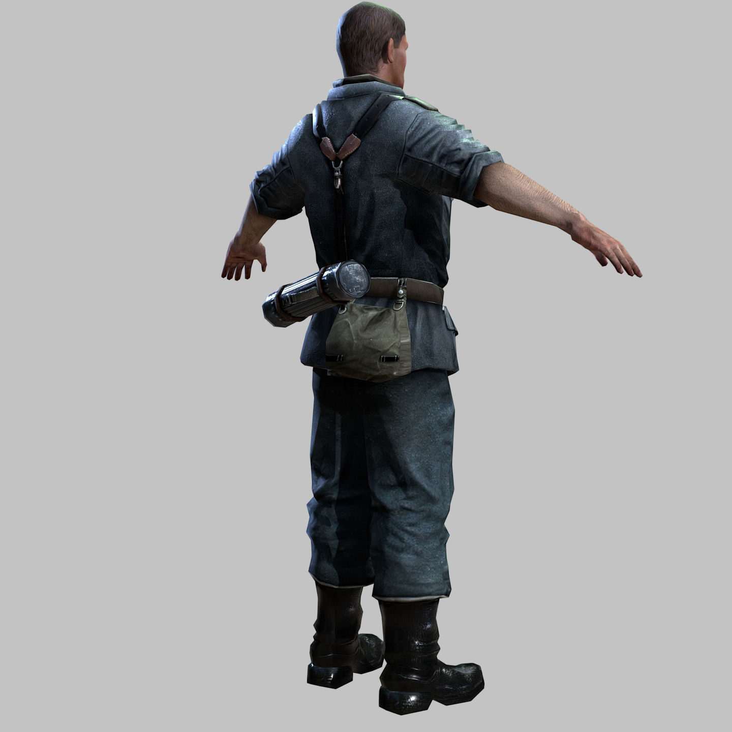 WWII Nazi Soldier Low-poly 3D model_4