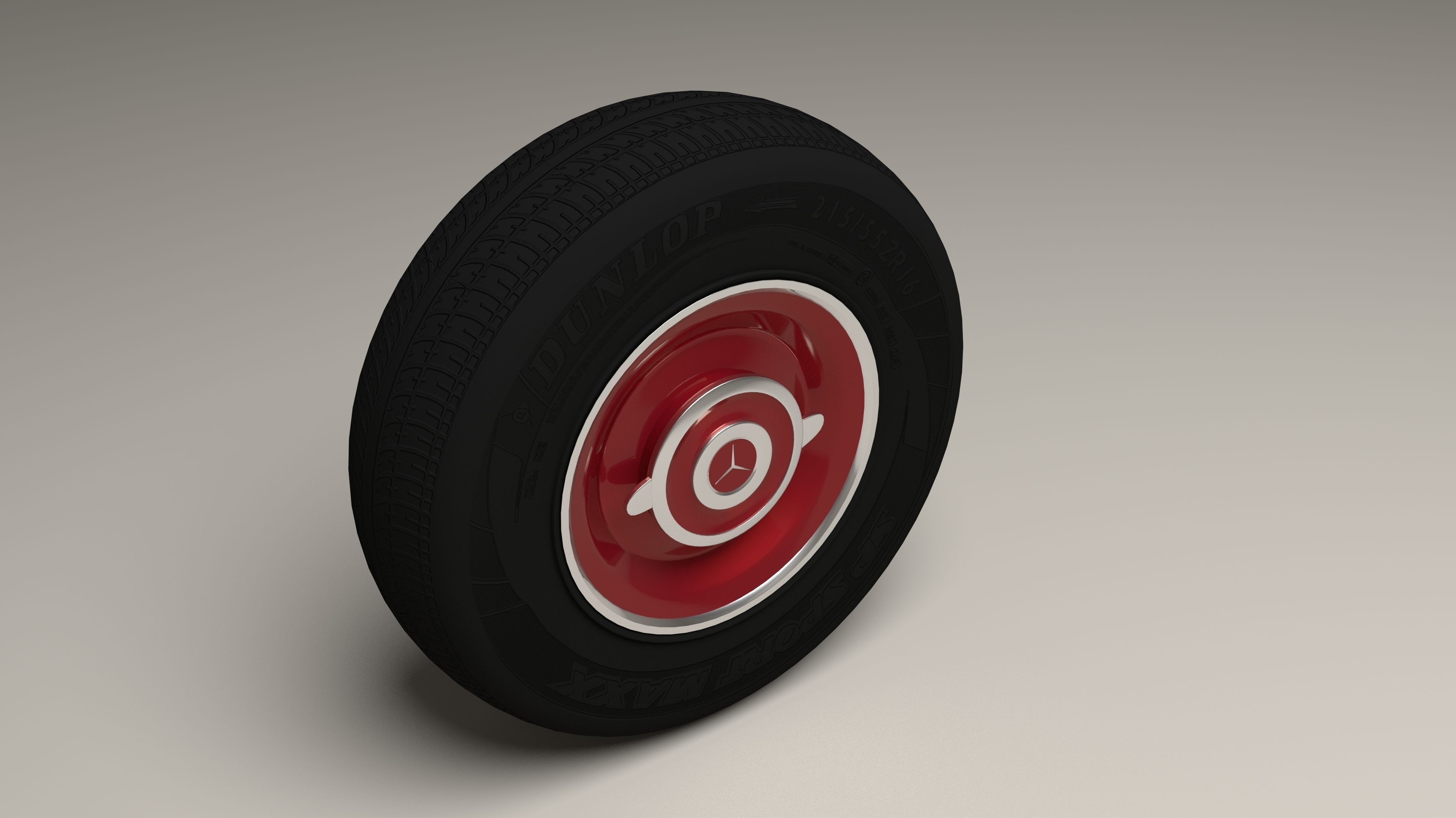 Old Mercedes Wheel Low-poly 3D model_1