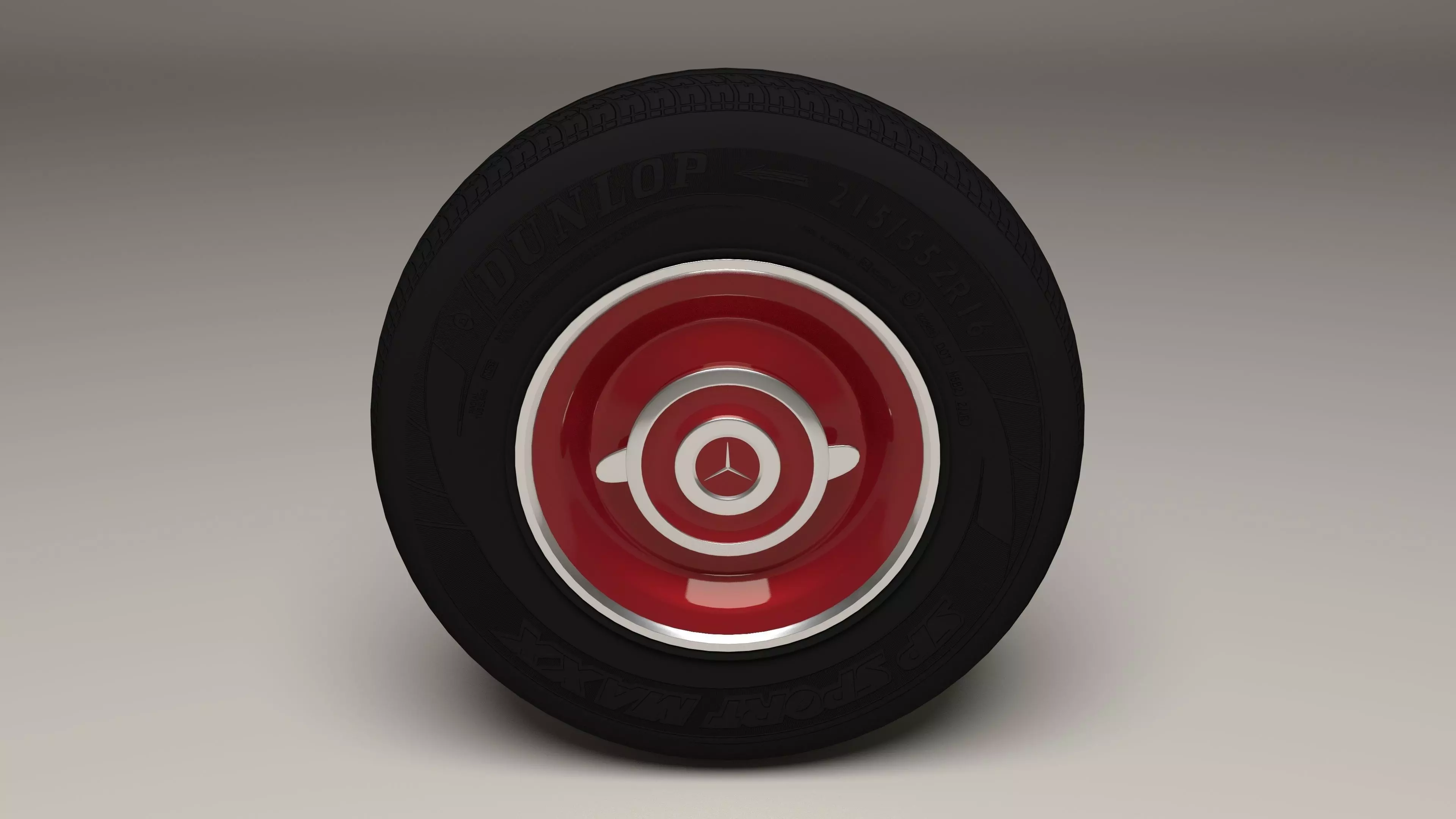 Old Mercedes Wheel Low-poly 3D model_0