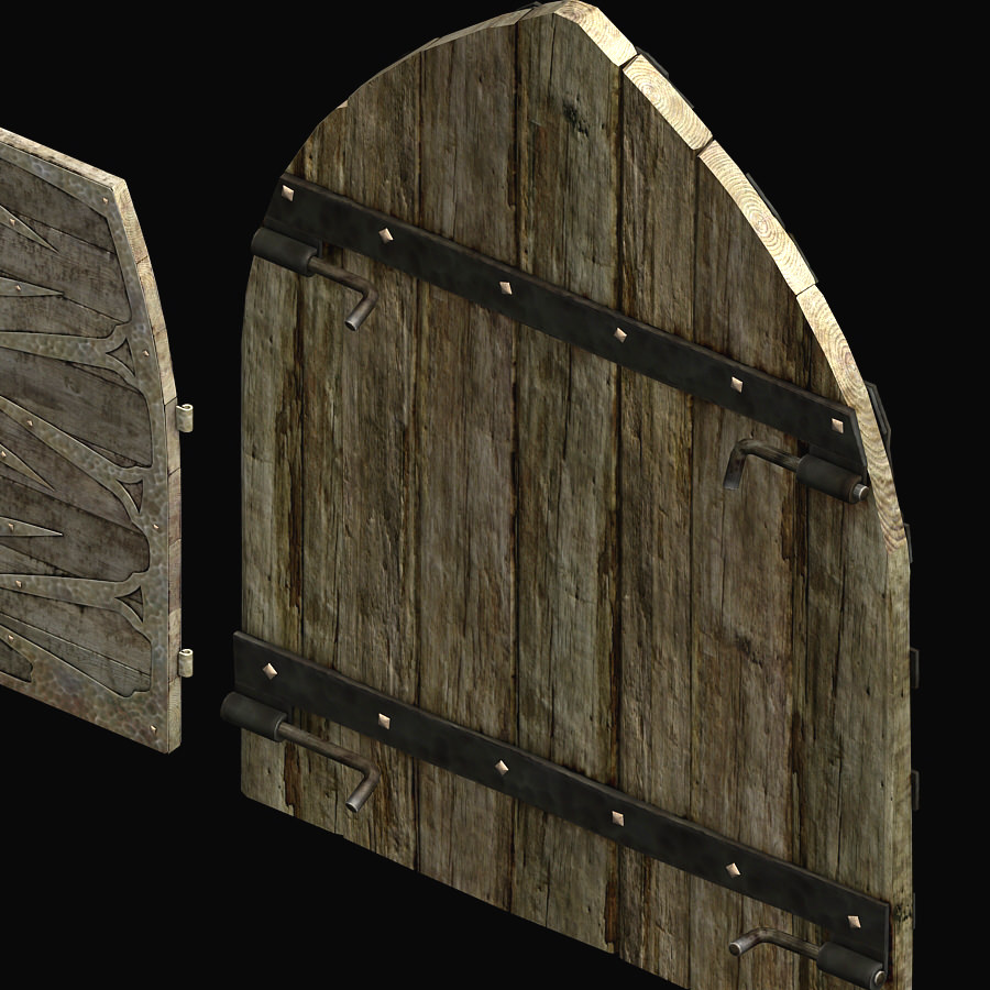Medieval doors Low-poly 3D model_10