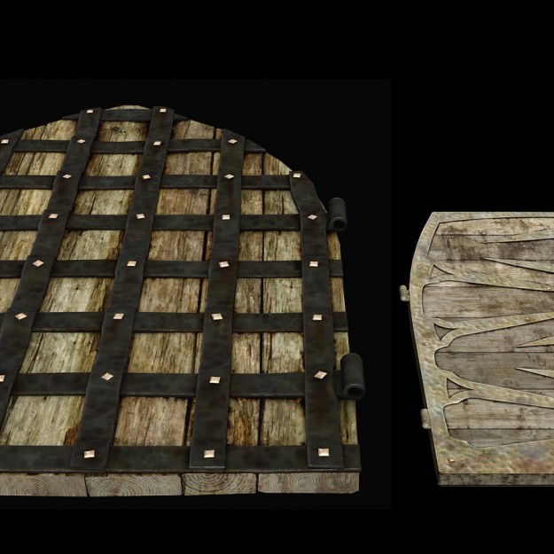 Medieval doors Low-poly 3D model_1
